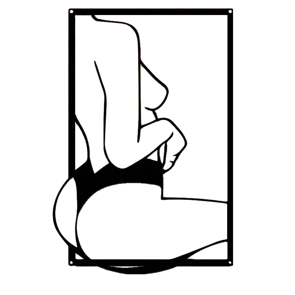 1pc Black Modern Metal Wall Art Female Line Drawing Abstract Hanging Decor for Farmhouse Bathroom Home Decoration