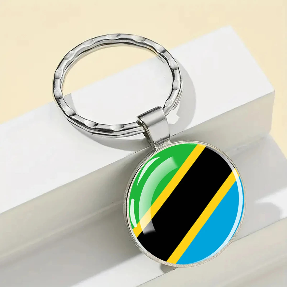 African National Flags Keychain Africa Country Algeria South African Morocco Egypt Nigeria Flag Glass Key Chain Patriot Gift