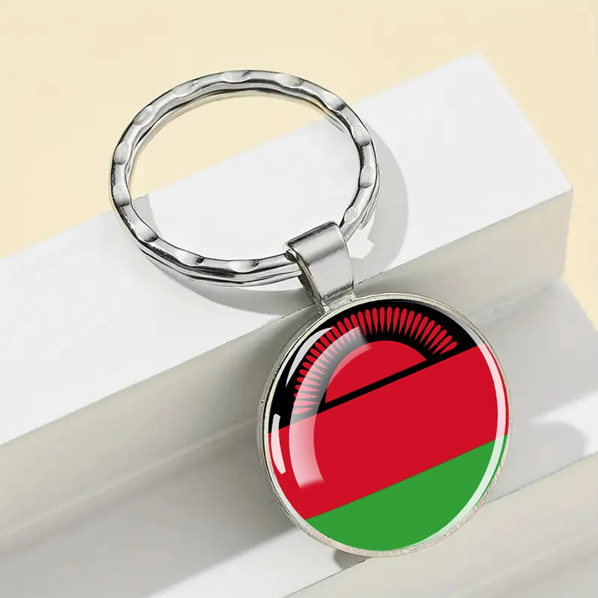 African National Flags Keychain Africa Country Algeria South African Morocco Egypt Nigeria Flag Glass Key Chain Patriot Gift