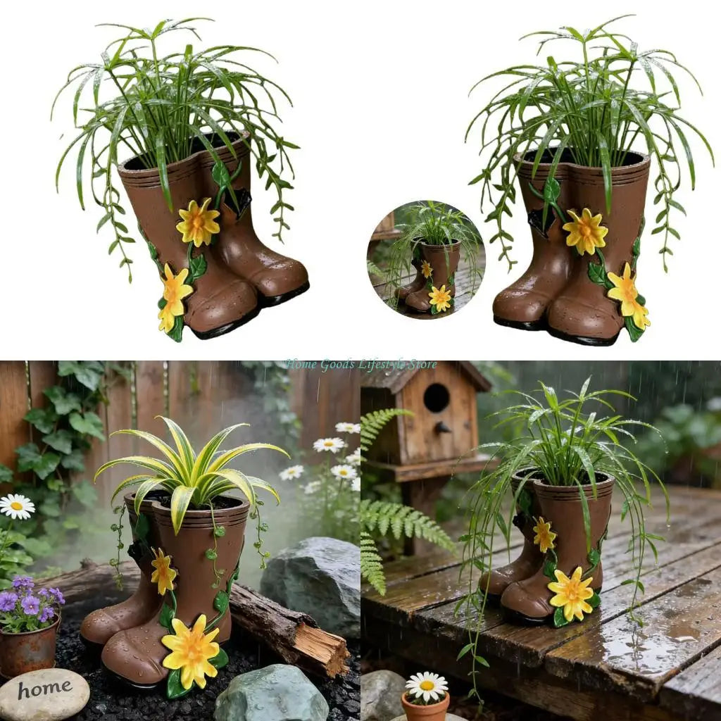 E74E Boot Planter Decorative Planter Boot Design Flower Pot Gardens Home Decors Gift