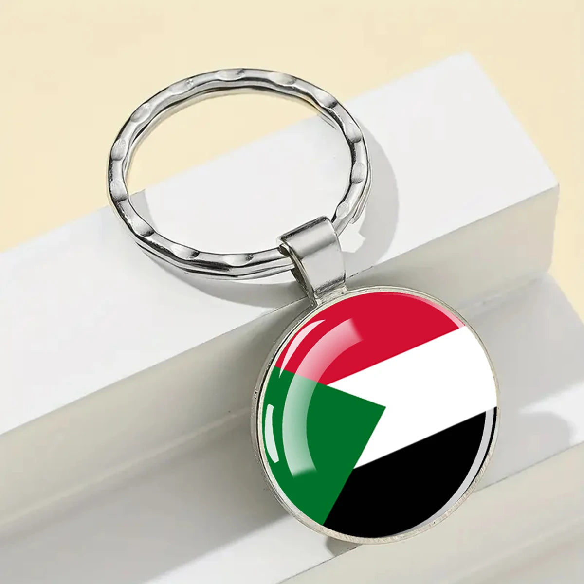 African National Flags Keychain Africa Country Algeria South African Morocco Egypt Nigeria Flag Glass Key Chain Patriot Gift