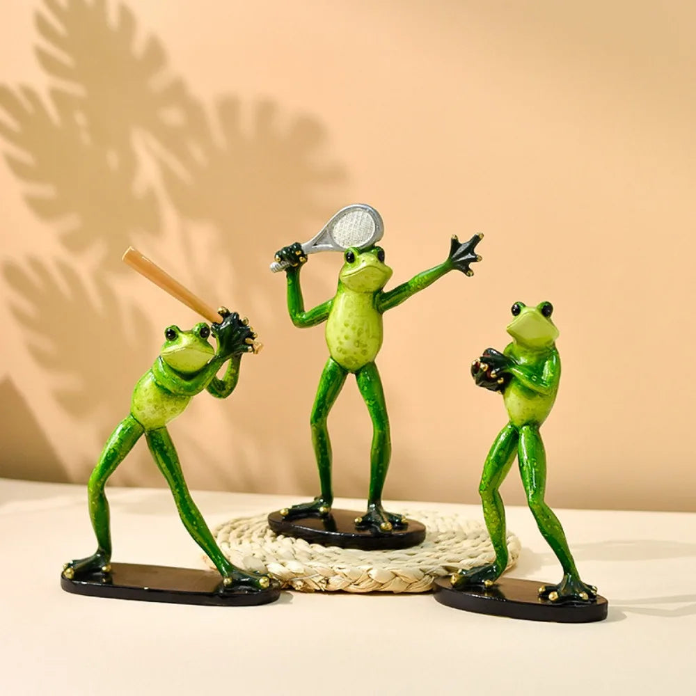 Frog Garden Statue Tennis Frog Statue Animal Decoration Frog Outdoor Sculpture Courtyard Garden Decoration Home Furnishing