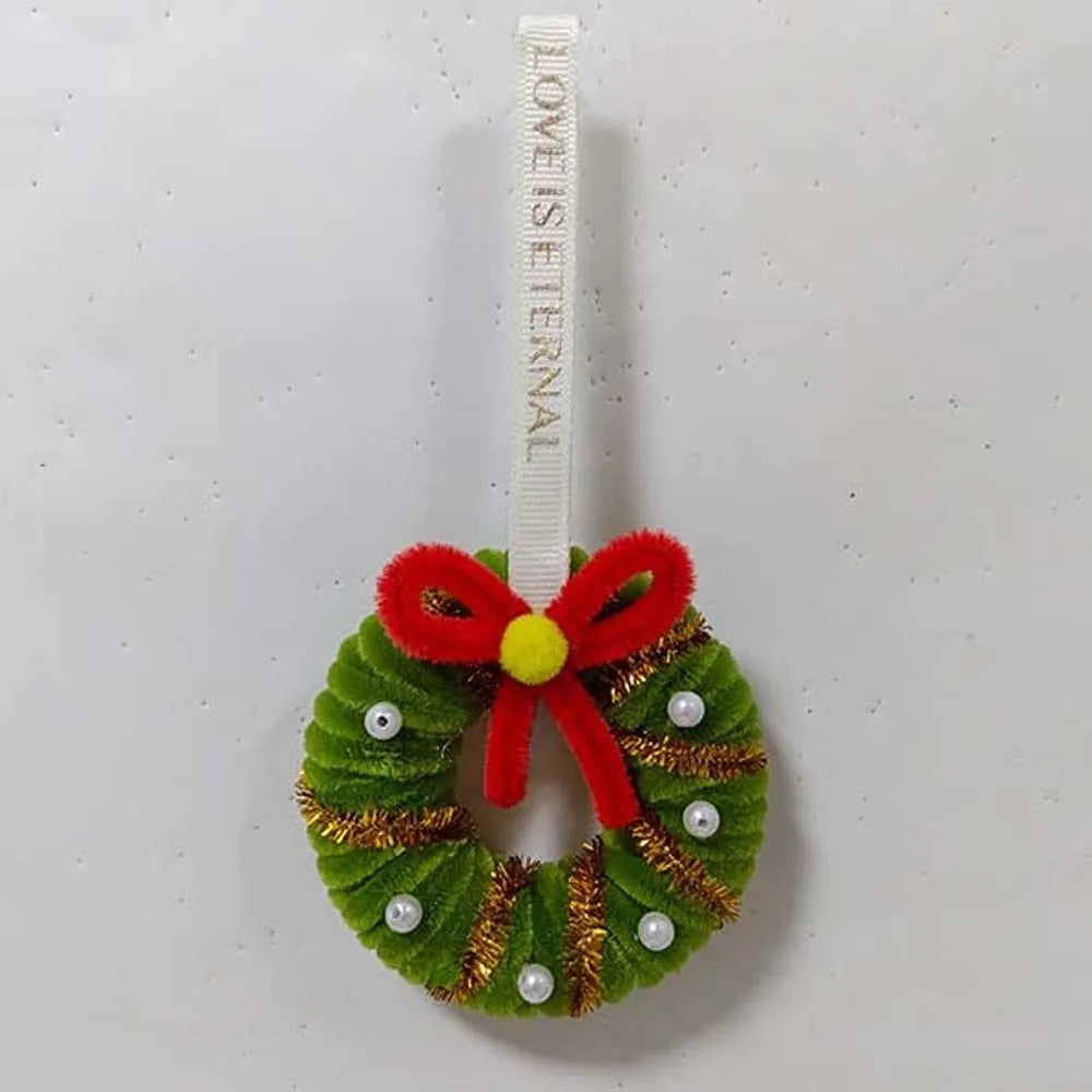 Small Size Christmas Mini Wreath Vibrant Colors Handmade Craft Holiday Hanging Pendant Bow Ribbon Lightweight