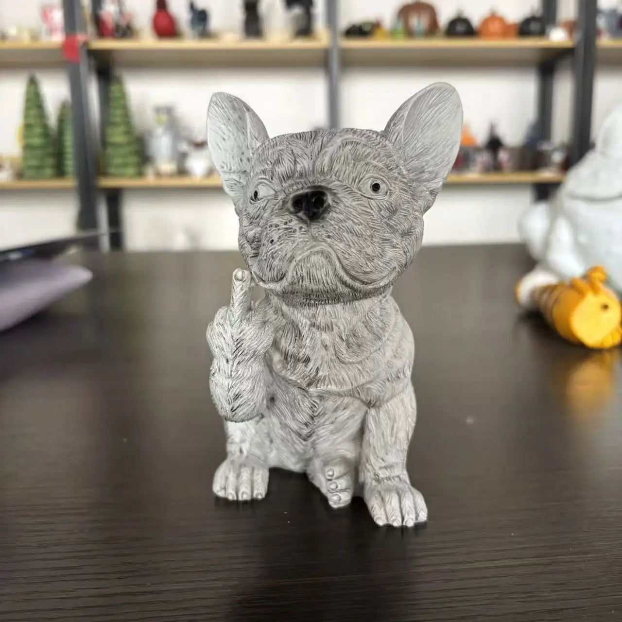 Funny Attitude Dog Planter, French Bulldog Resin Flower Pot for Indoor Outdoor Garden Ornament