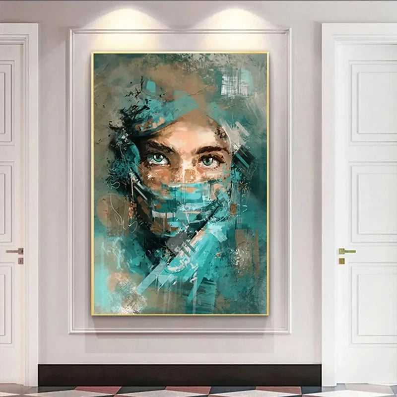 Modern Abstract Woman Face Wall Art Canvas Painting Graffiti Posters and Prints Girl Portrait Street Pop Art Pictures Home Decor