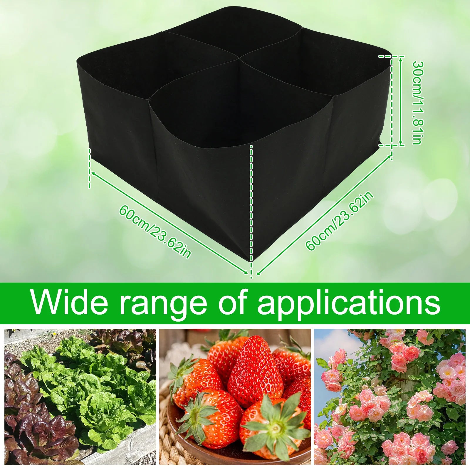 4/8 Grids Garden Raised Planting Bed Fabric Raised Garden Bed Square Felt Garden Flower Grow Bag Vegetable Planter Pot