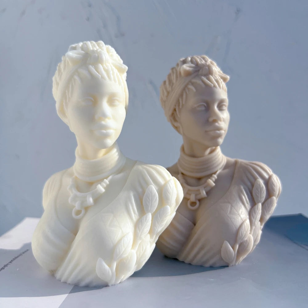 Afro Women Candle Mold African Female Goddess Bust Silicone Molds Beautiful Woman Wax Mold Home Decor