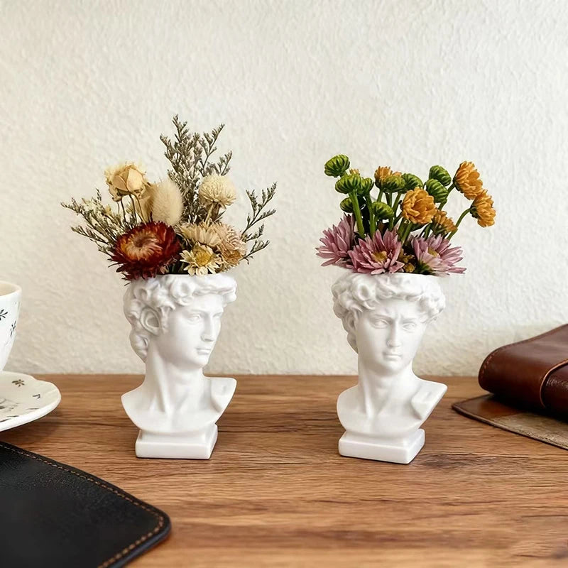 David Art Statue Flowerpot for Inserting Dried Flowers and Simulating Flowers Home Living Room Bedroom Decoration Gift