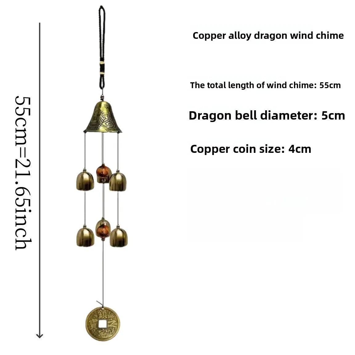 Garden Wind Chimes Dragon Bells Lucky Metal Copper Alloy Hanging Wall Mounted Bells Wall Decorations Home Furnishings