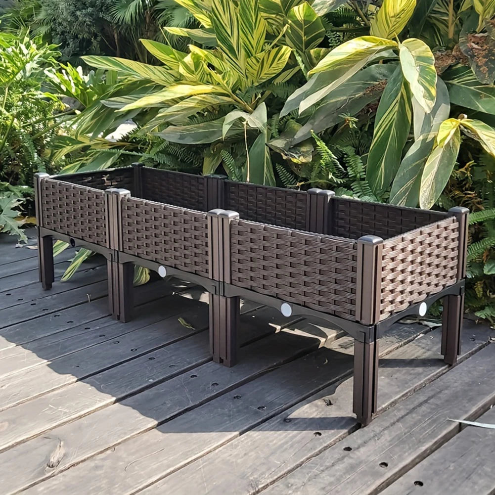 Plastic Raised Garden Bed with Leg Planter Box with Drain Hole Planting Container Elevated Propagation Box Balcony Vegetable Pot