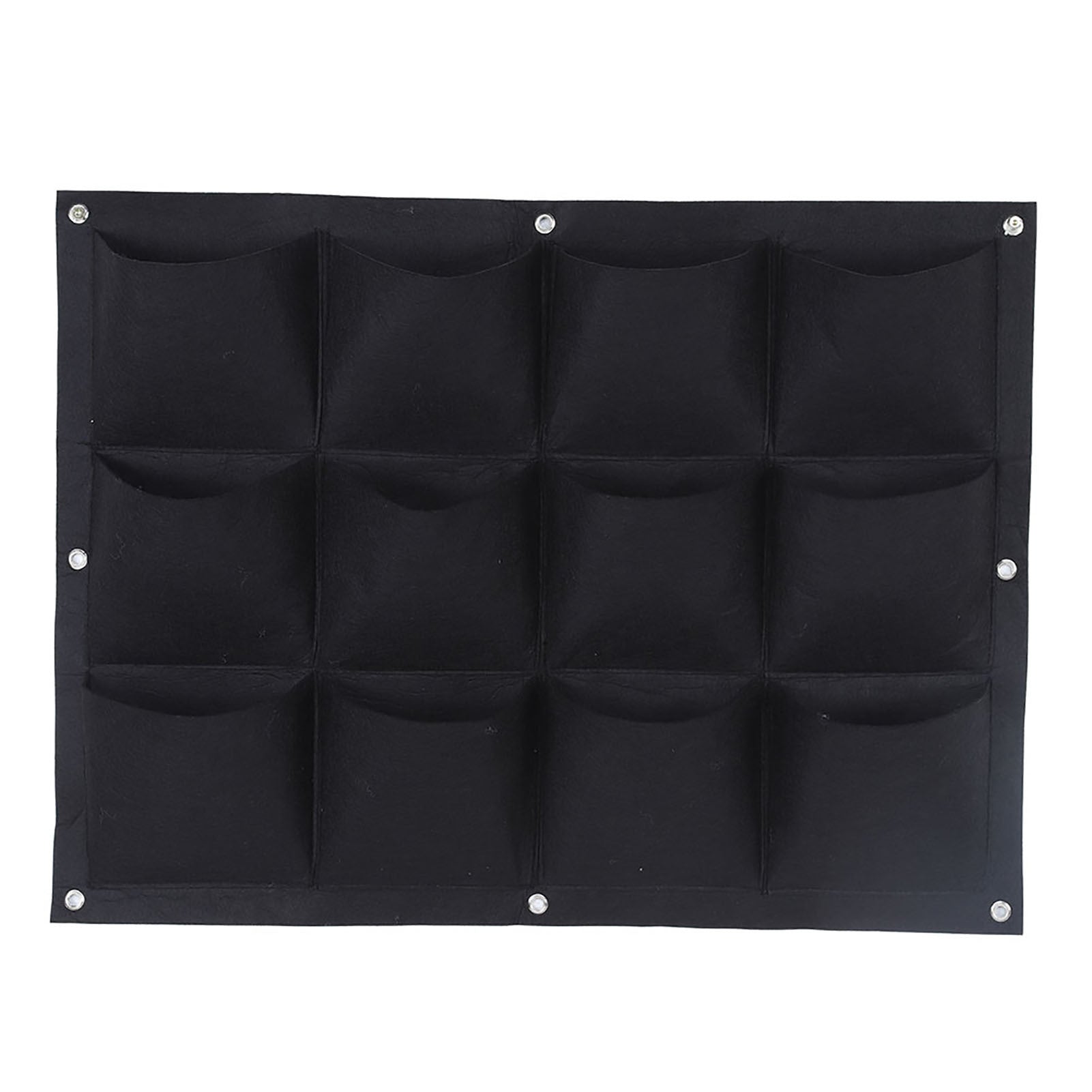 12 Pockets Degradable Vertical Hanging Wall Garden Plant Grow Bag Planter Container (Black)