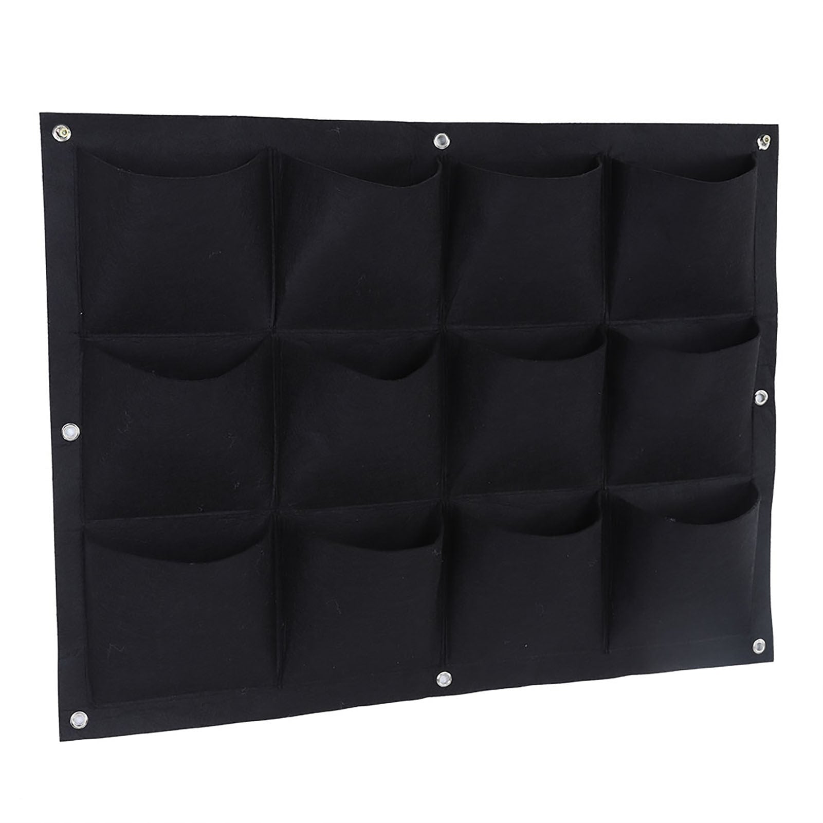 12 Pockets Degradable Vertical Hanging Wall Garden Plant Grow Bag Planter Container (Black)