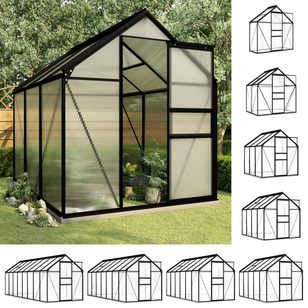 vidaXL Greenhouse Anthracite Aluminum Garden Shed Conservatory 27.6