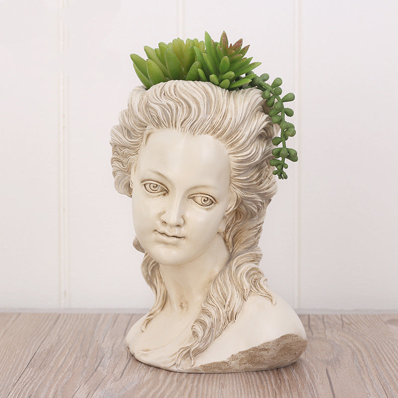 Succulent Plant Flower Pot The Head Of Elegant Greek Goddess Bonsai Planter Garden Pots Hand Crafts Home Desktop Decor