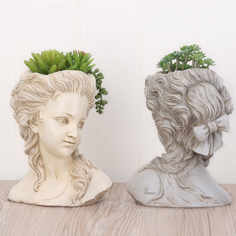 Succulent Plant Flower Pot The Head Of Elegant Greek Goddess Bonsai Planter Garden Pots Hand Crafts Home Desktop Decor