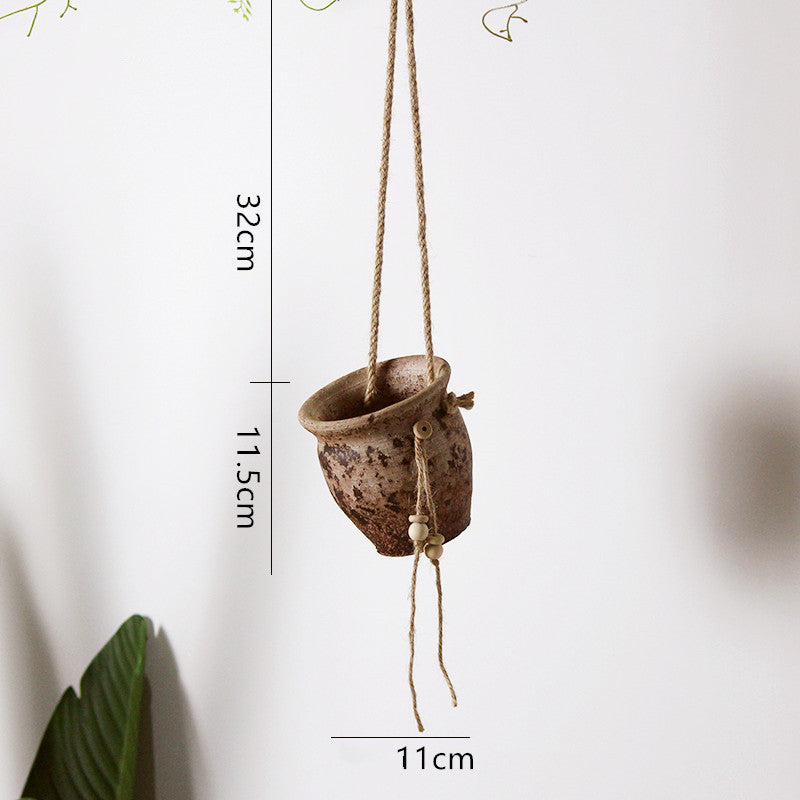 Rustic Hanging Stoneware Flower Pots Do Old Retro