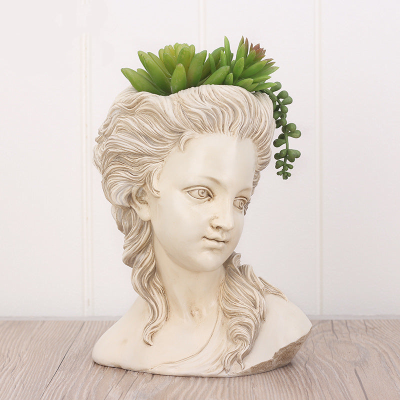 Succulent Plant Flower Pot The Head Of Elegant Greek Goddess Bonsai Planter Garden Pots Hand Crafts Home Desktop Decor