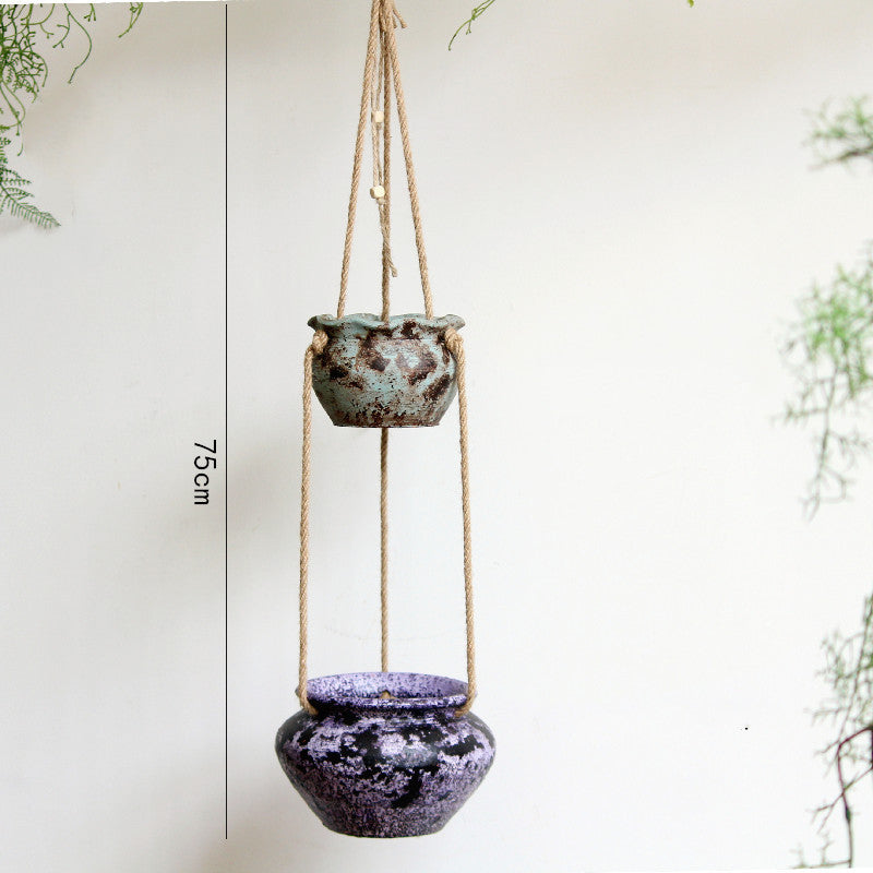 Rustic Hanging Stoneware Flower Pots Do Old Retro