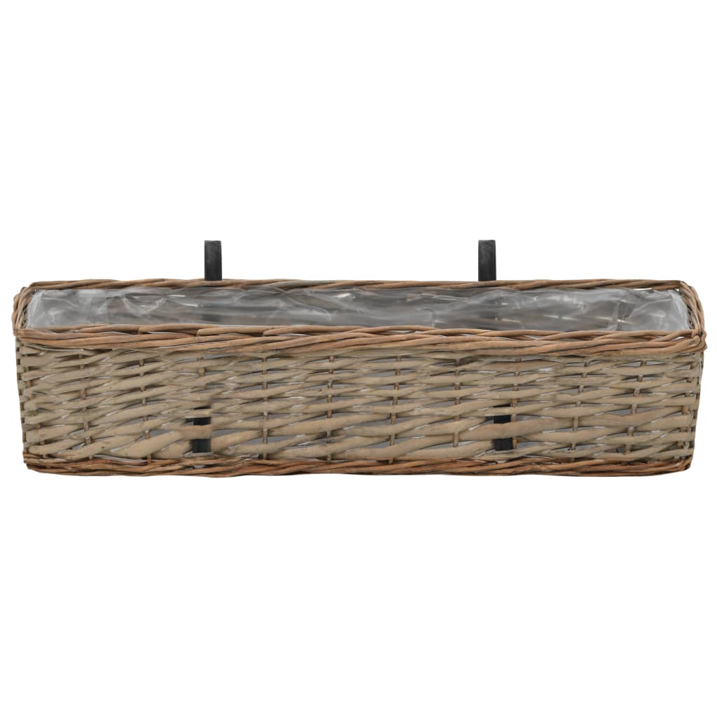 vidaXL 2x Balcony Planters Wicker with PE Lining Raised Flower Bed 15.7