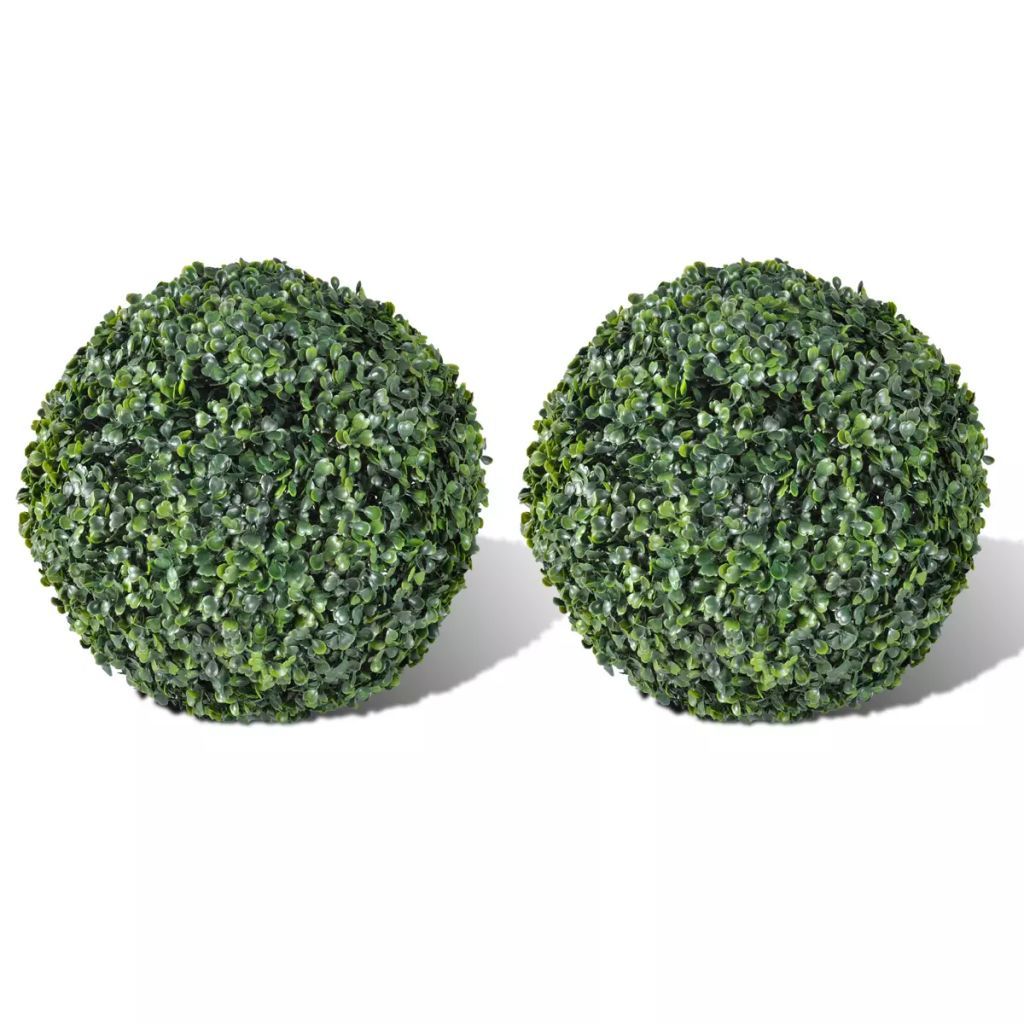 vidaXL 2x Patio Boxwood Artificial Topiary Ball Faux Plant Outdoor 10.6"/13.8"-0
