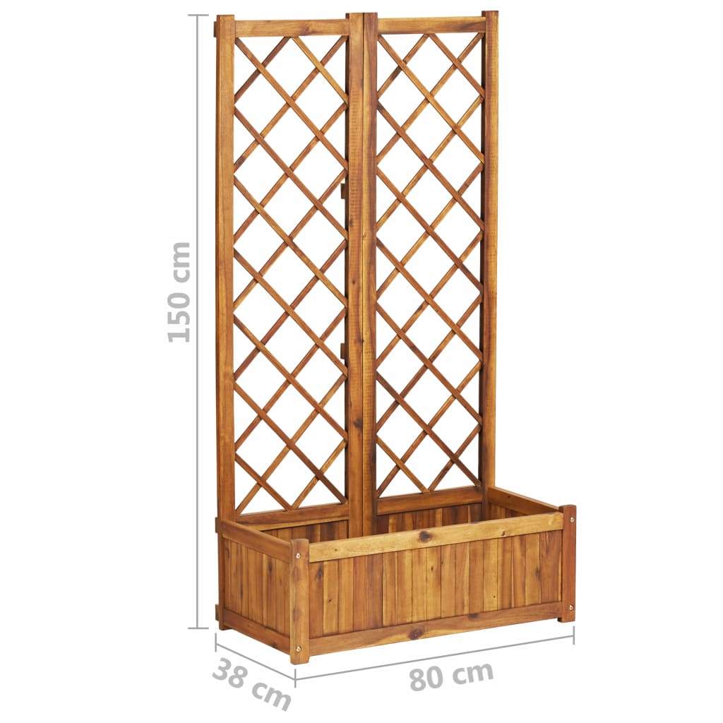 vidaXL Raised Bed with Trellis 31.5"x15"x59.1" Solid Acacia Wood-0