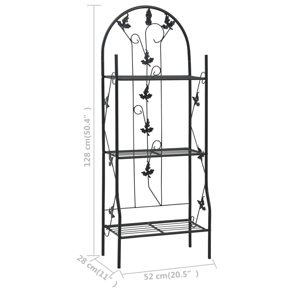 vidaXL 3-Layer Plant Rack Black 20.5