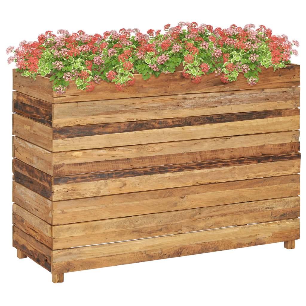 vidaXL Raised Bed Recycled Teak and Steel Garden Planter Flower Multi Sizes
