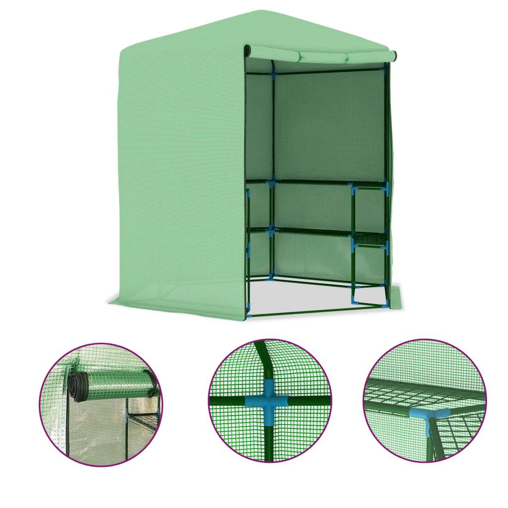 vidaXL Greenhouse with Shelves Steel 89.4