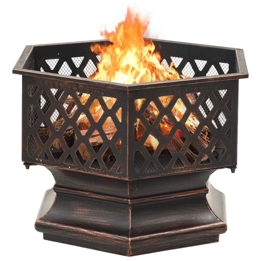 vidaXL Rustic Fire Pit with Poker 24.4x21.3