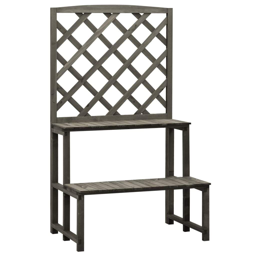 vidaXL Solid Firwood Plant Stand with Trellis Outdoor Patio Garden Gray/Orange