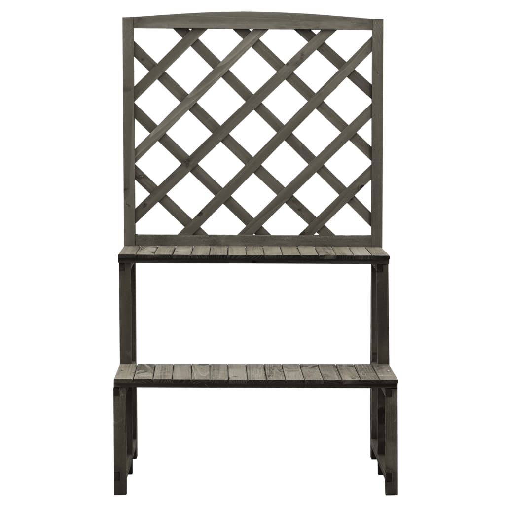 vidaXL Solid Firwood Plant Stand with Trellis Outdoor Patio Garden Gray/Orange