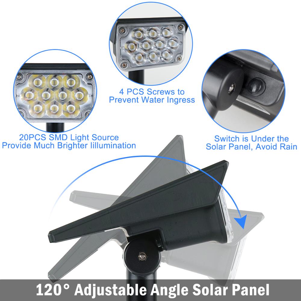 T-SUNRISE  1-4pcs 20LED Solar Garden Light IP65 Waterproof Auto ON/OFF Outdoor Solar Lights Solar Landscape Spotlights Lamps