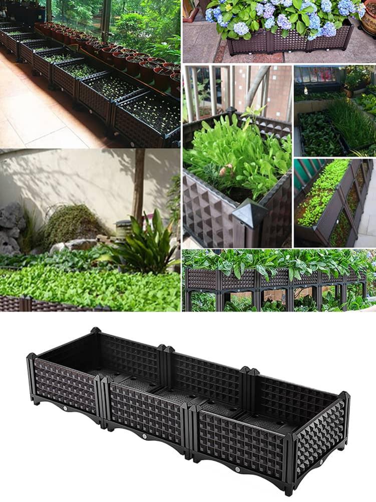 Raised Planter Grow Box Rectangular Flowerpot Elevated Garden Bed Balcony Planting Box Gardening Modular Planting Box