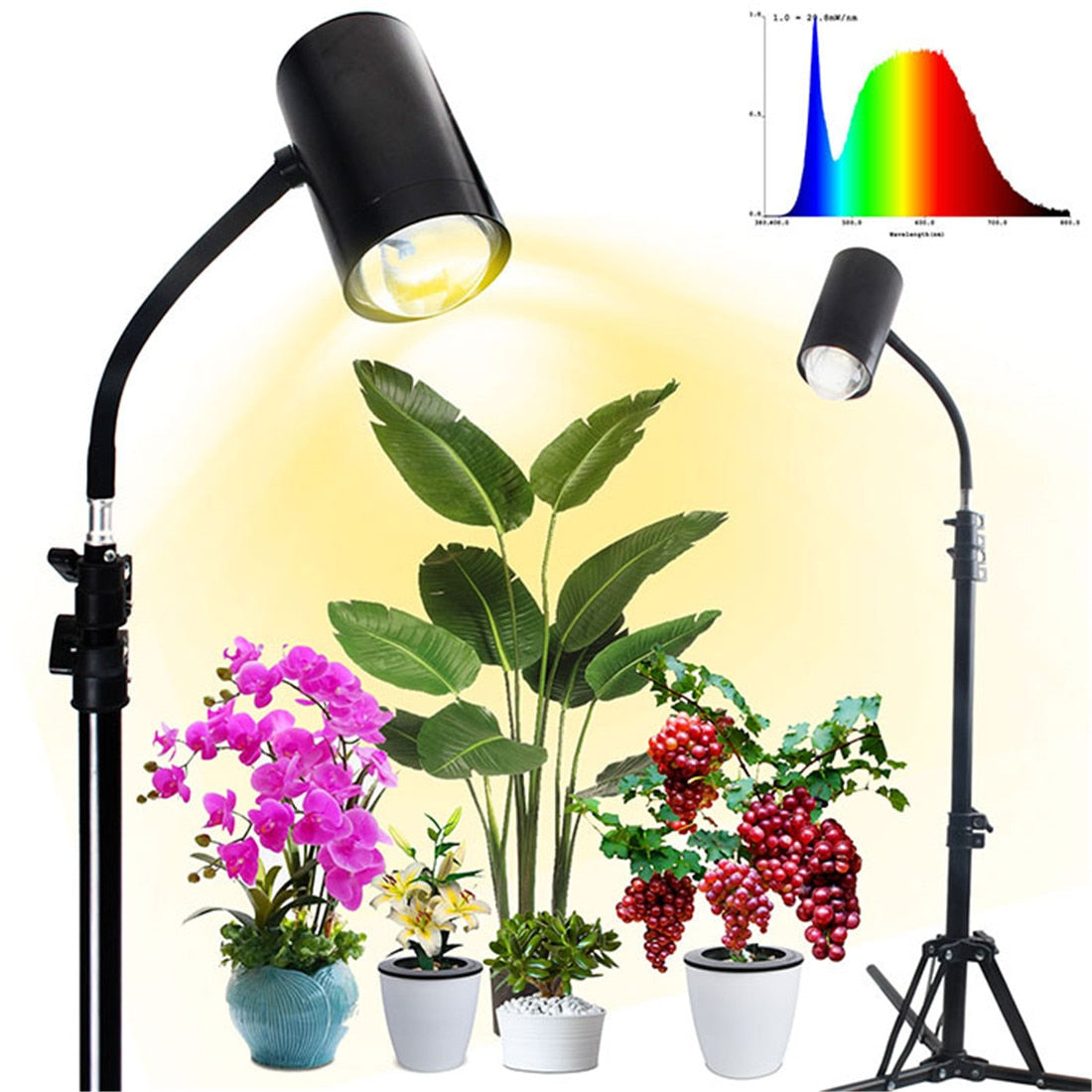 Tripod Standing Dimmable 20W LED Growing Light Red/Blue/Day White Full Spectrum Floor Timming Plant Lamp for Seedling Flowering