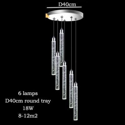 pendant lamp led modern minimalist Bubble K9 crystal hanging lights dining room Cylinder long tube pendant lights high ceiling