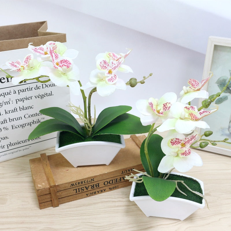 small artificial butterfly orchid flower set with real touch leaves artificial plants overall floral for wedding