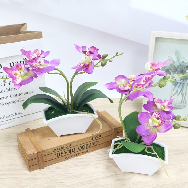 small artificial butterfly orchid flower set with real touch leaves artificial plants overall floral for wedding