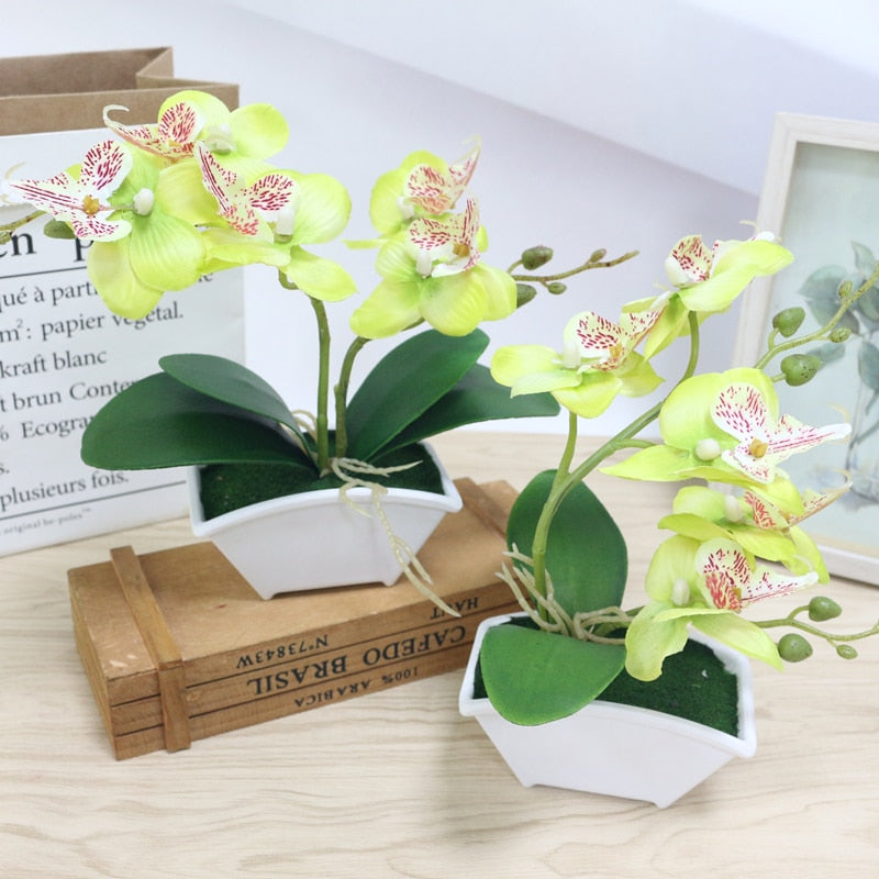 small artificial butterfly orchid flower set with real touch leaves artificial plants overall floral for wedding