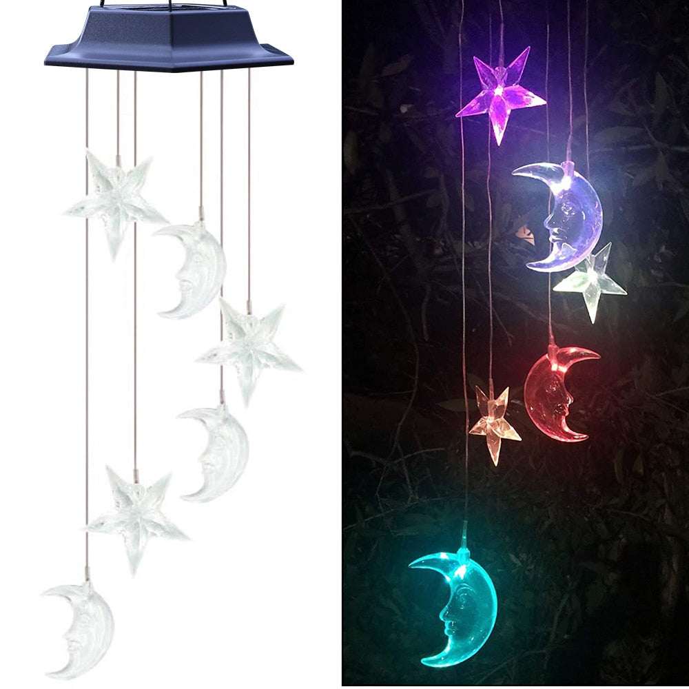 Solar Light Outdoor Powered LED Wind Chime IP65 Waterproof Butterfly Hummingbird Lawn Lamps For Garden Yard Decoration