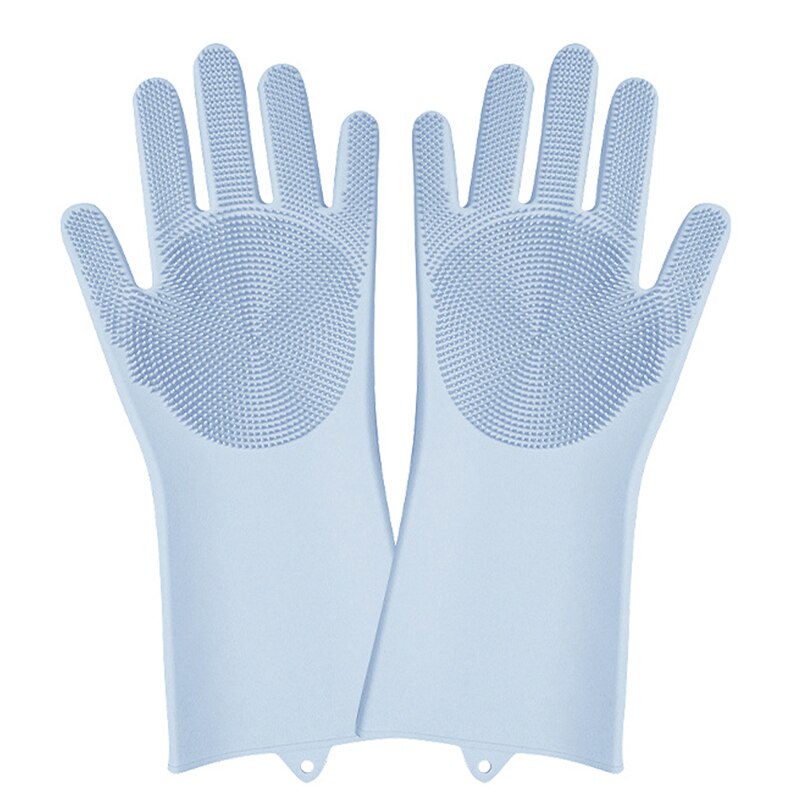 Silicone Gloves Magic Silicone Dishwashing Gloves with Scrubber Reusable Rubber Gloves for Home Kitchen Bathroom Car Washing