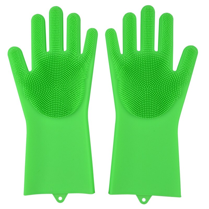 Silicone Gloves Magic Silicone Dishwashing Gloves with Scrubber Reusable Rubber Gloves for Home Kitchen Bathroom Car Washing