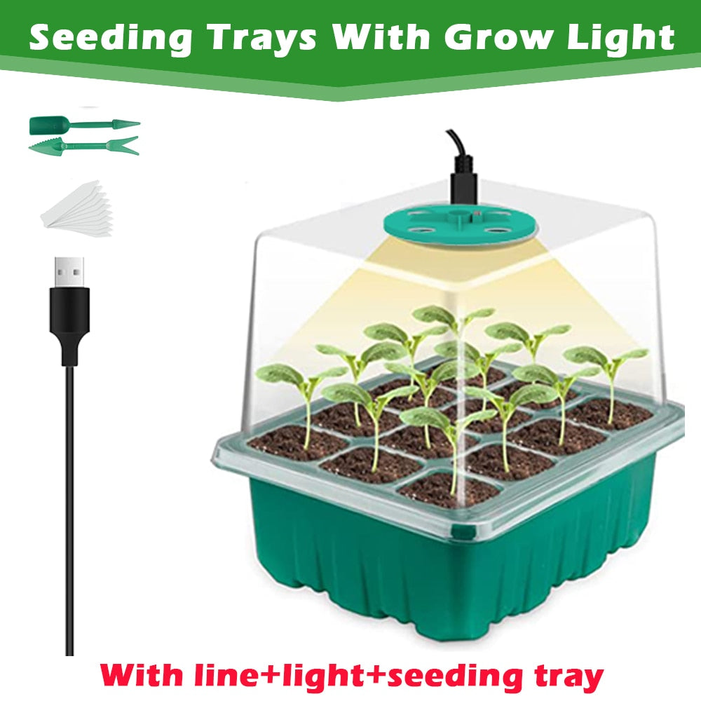 Upgraded Seed Starter Tray Grow Light with Adjustable Brightness Humidity for Indoor Seed Growing Germinating Propagation